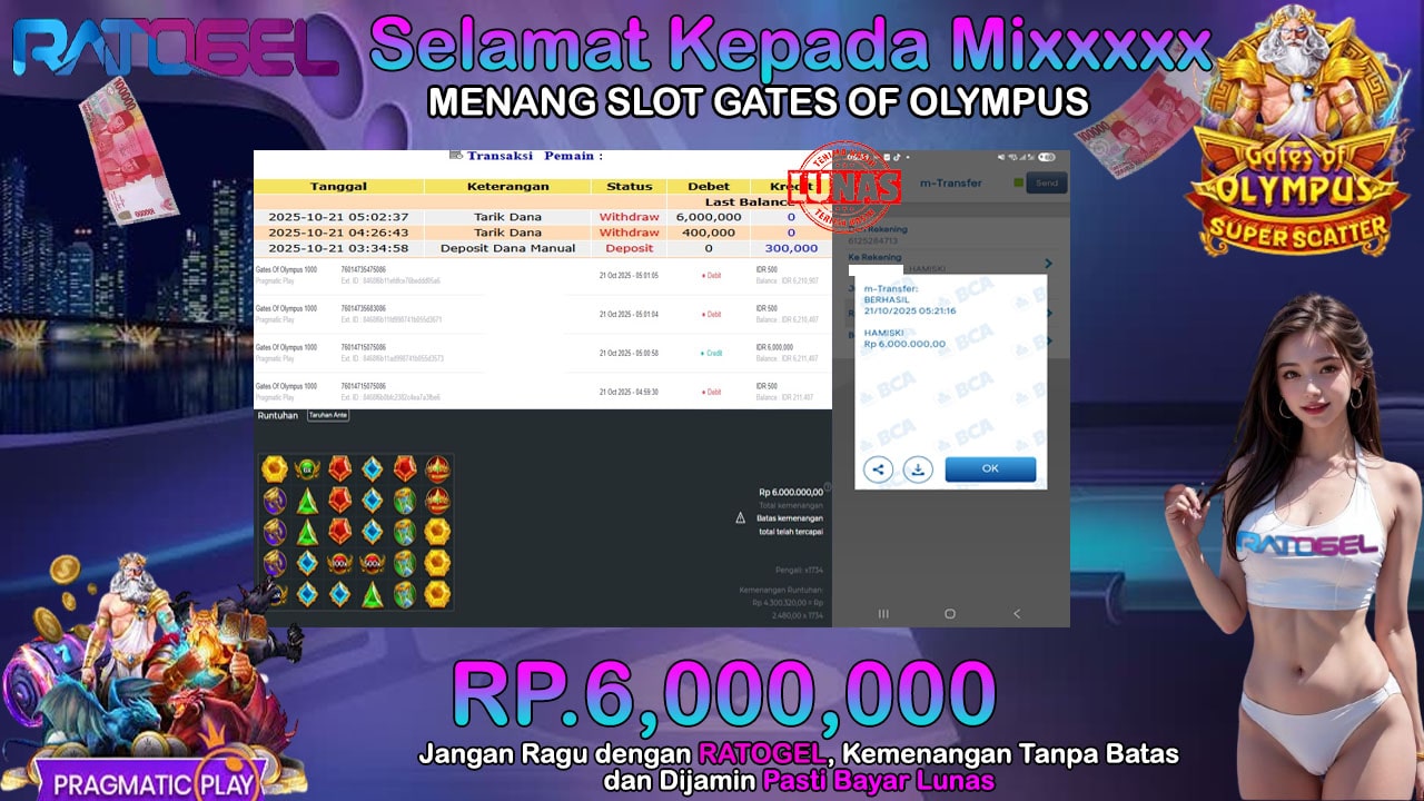 BUKTI JACKPOT SLOT GATES OF OLYMPUS 1000 TERPERCAYA DI INDONESIA TGL 21-10-2025