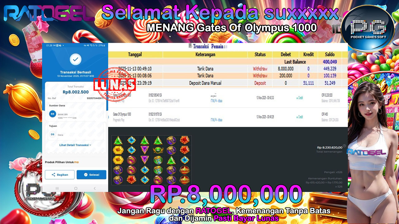 BUKTI JACKPOT GATES OF OLYMPUS 1000 TERPERCAYA DI INDONESIA TGL 13-11-2025