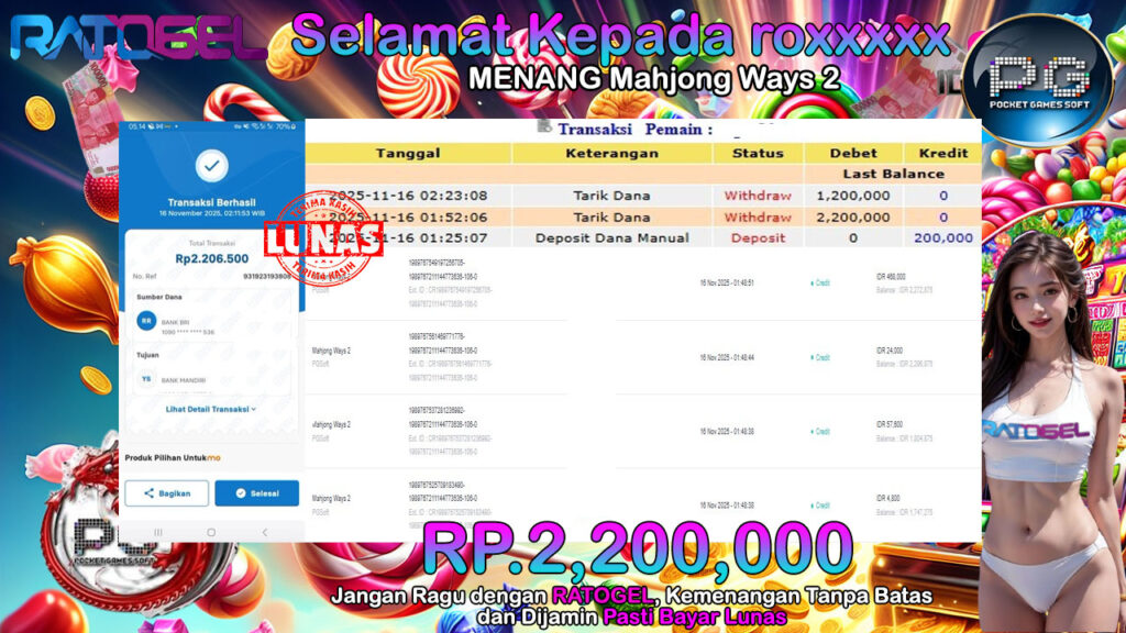 BUKTI JACKPOT MAHJONG WAYS 2 TERPERCAYA DI INDONESIA TGL 16-11-2025