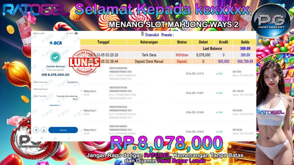 BUKTI JACKPOT SLOT MAHJONG WAYS 2 TERPERCAYA DI INDONESIA TGL 05-12-2025