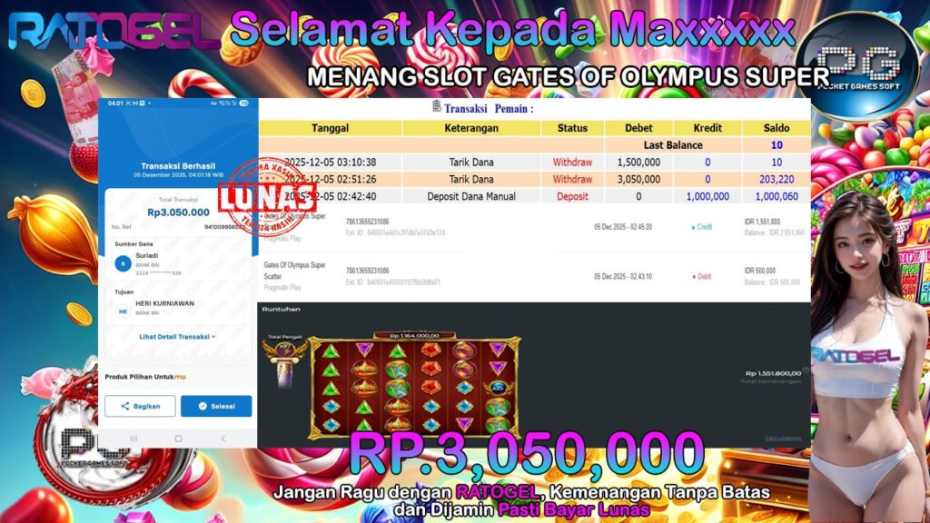 BUKTI JACKPOT SLOT GATES OF OLYMPUS SUPER SCATER  TERPERCAYA DI INDONESIA TGL 05-12-2025